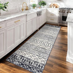 KUTA Moroccan Washable Kitchen Rug, 2x7 Non-Slip Vintage Black Navy Blue Boho - Image 2