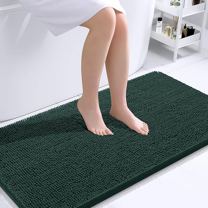 OLANLY Large Bathroom Rugs 40x24, Soft Absorbent Chenille Bath Rugs, Rubber by OLANLY