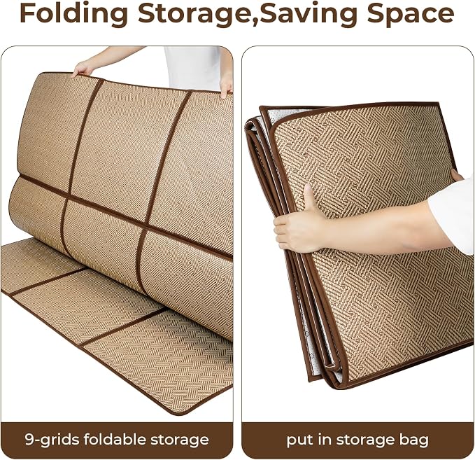 71'' x 71'' Large Japanese Tatami Mat, 0.47'' Thickness Foldable Rattan - Image 3