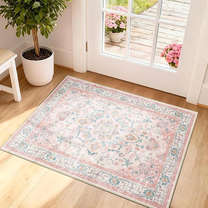 CAPALOCA Machine Washable Rugs Nursery Rug 2x3 Cute Girl Non Slip Low Pile by CAPALOCA