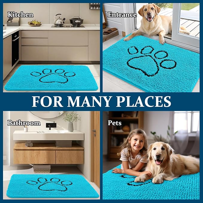 OLANLY Dog Door Mat for Muddy Paws 30x20, Paw Print Design, Absorbs Moisture - Image 8