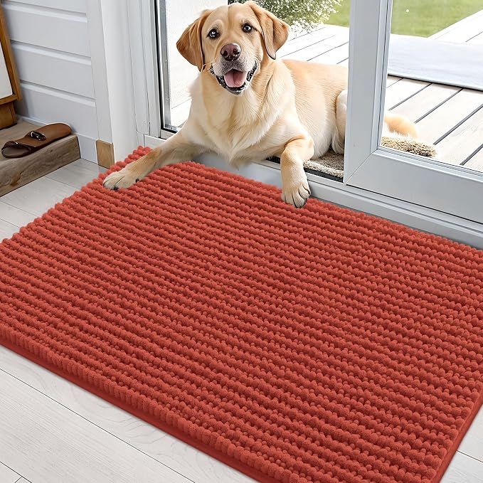 OLANLY Dog Door Mat for Muddy Paws 36x24, Ultra Absorbent Chenille Mud Doormat by OLANLY