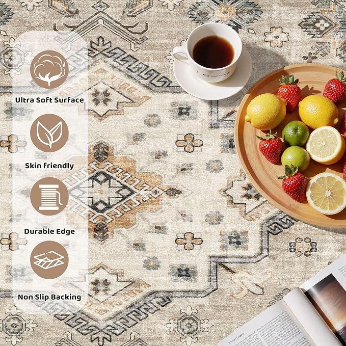 6ft Round Vintage Living Room Area Rug - Image 3