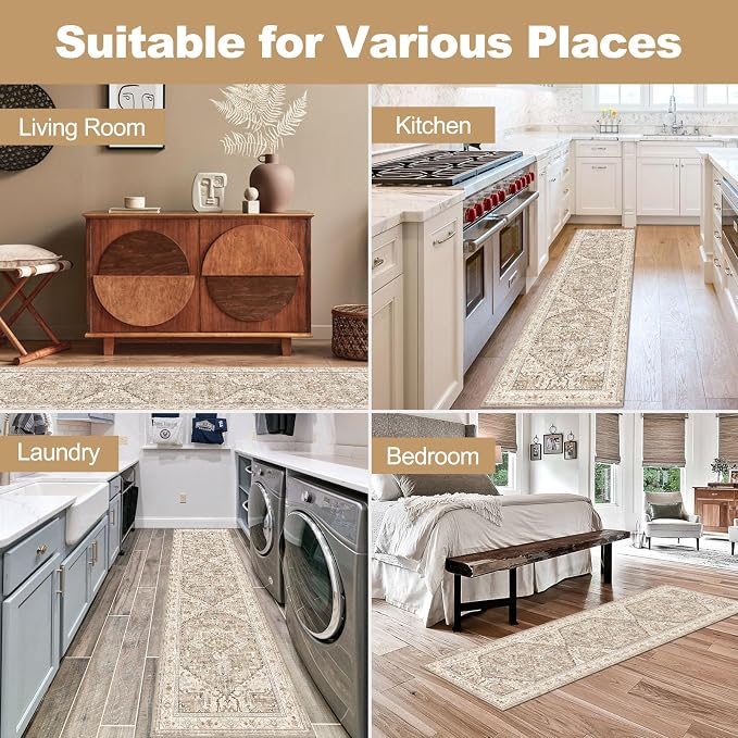 Yamaziot Washable Runner Rug, 2x8 Non-Slip Boho Vintage Hallway Rug Runner - Image 9