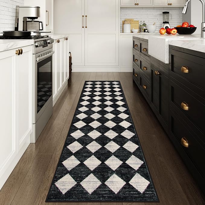 Lahome Zelie Checkered Washable Rug Runners by Lahome
