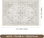 befbee 6x9 Area Rugs for Living Rooms, Stain Resistant Neutral Washable Rugs - Image 2