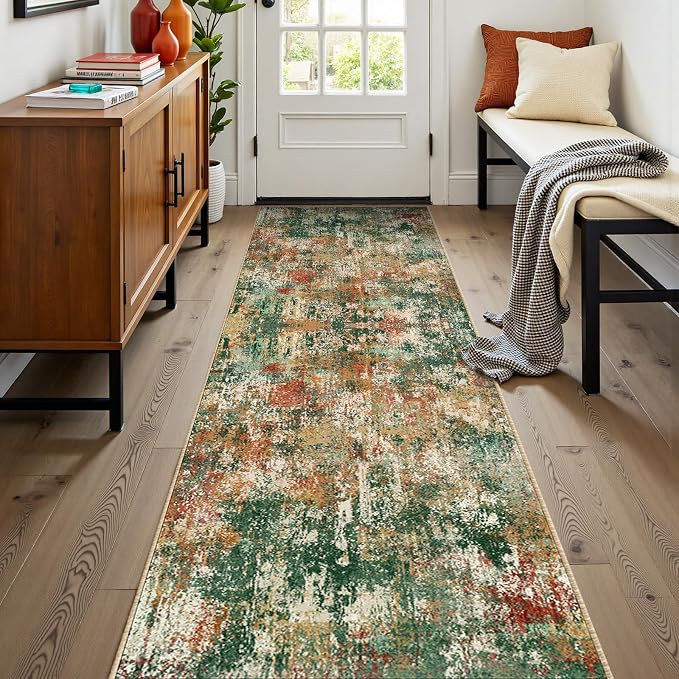 RELEANY Washable Area Rugs 2'x8' Non-Slip Modern Abstract Soft by RELEANY