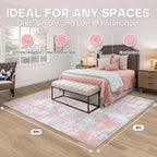 Pink Rug Carpet 8x10 Area Rugs for Bedroom Girls: Washable Modern Rug for - Image 2
