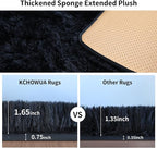 KICHOWUA Thick Area Rug Black Fluffy Shag 5x7 - Image 2