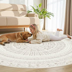 cotiled 8x8 Round Area Rugs Living Room Rug: Washable Boho Rugs - Image 7