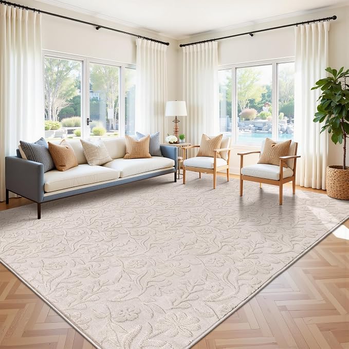 Vaukki 8x10 Area Rug for Living Room, Soft Fluffy Washable Modern Floral Indoor - Image 8