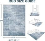 Area Rugs 9x12 Living Room: Washable Rug Modern Abstract Large Rugs Soft Non - Image 2