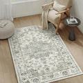 3x5 Washable Neutral Area Rug Green Vintage Entryway Office Carpet Non-Slip by WondRg