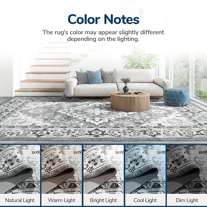 Lessymo Area Rugs 10 x 14 for Living Room, Washable Large Area Rugs Boho Faux - Image 9