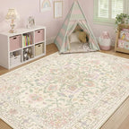 CAPALOCA Machine Washable Rugs Nursery Rug Cute Girl Non Slip Low Pile Water - Image 3