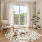 6ft Round Vintage Living Room Area Rug - Image 6