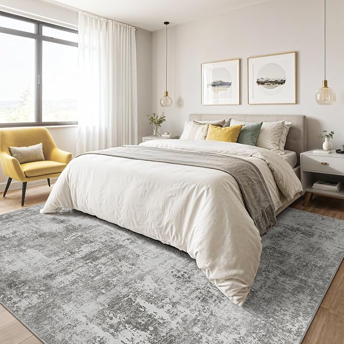 10x14 Area Rugs Living Room: Washable Large Abstract Neutral Modern Soft Rug - Image 4
