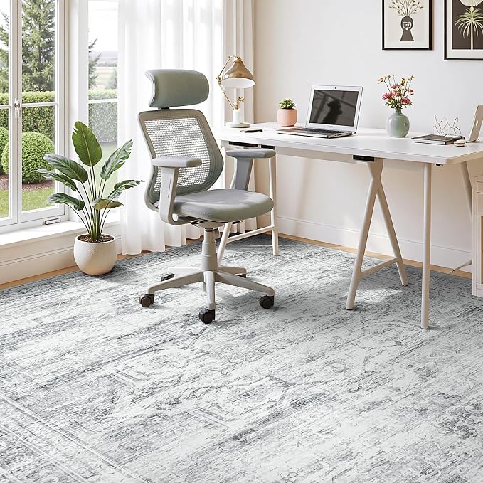5x7 Washable Area Rugs for Living Room, Soft Faux Wool Carpets for Bedroom - Image 9