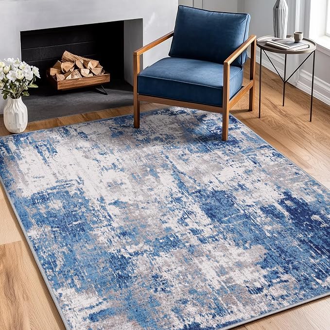 RELEANY Washable Area Rugs 4'x5' Non-Slip Modern Abstract Soft - Image 3