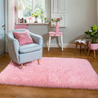 KICHOWUA Thick Area Rug Pink Fluffy Shag 3x5 by KICHOWUA