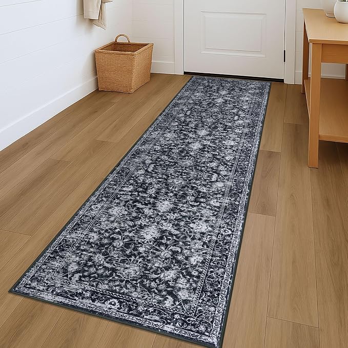 KILOCOCO Hallway Runner 2x7 Rug Runner Printed Vintage Floral Washable Kitchen by Kilococo