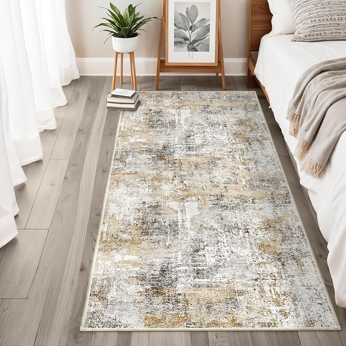 3x6 Washable Non-Slip Kitchen Runner Rug – Modern Abstract Wide Carpet Runner - Image 4