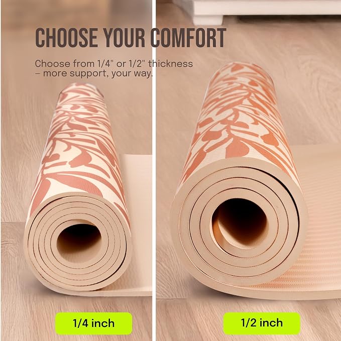 Gogokiwi Large Yoga Mat – 1/4" & 1/2" Thick Exercise Mats - Image 4