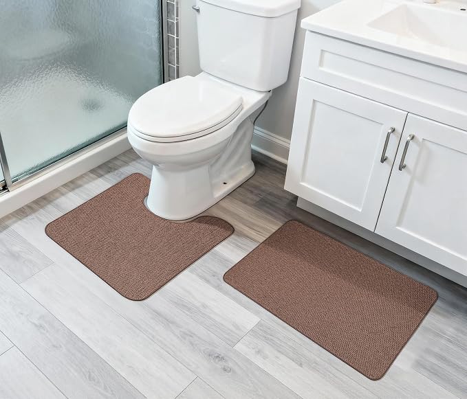 Bosap Bathroom Rugs Set 2 Pieces, Thin Bathroom Mats, Toilet Rugs, Quick Dry - Image 6