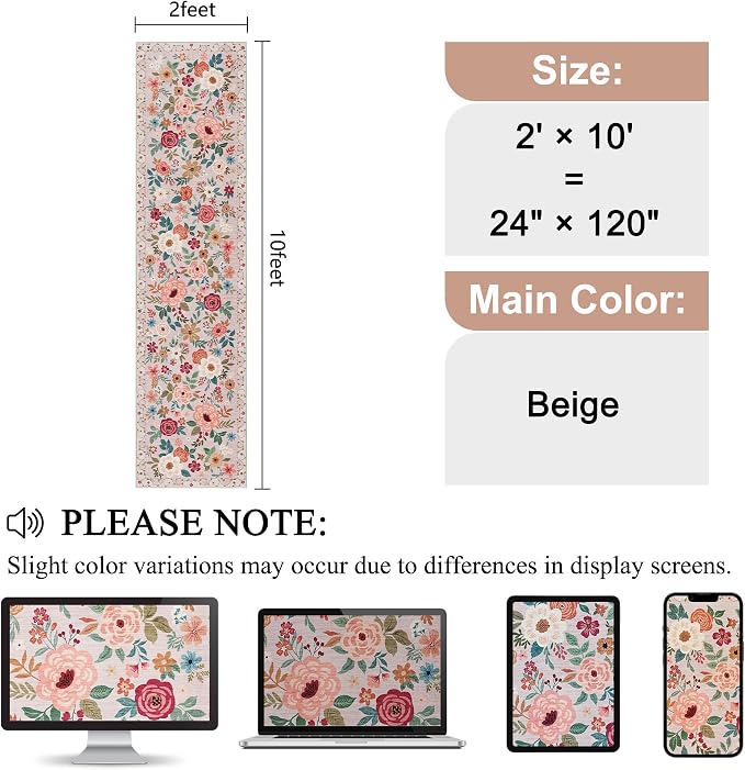 DUKINO 2x10 Runner Rug for Hallway, Washable Kitchen Runner Rug - Image 2