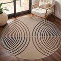 Tangsoo Modern Rainbow Round Rug 4ft Easy Jute Washable Rugs Ultra Thin Dark by Tangsoo