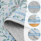 Blue and Green Rug Floral 4x6 for Girls Bedroom, Washable Non-Slip Boho Area Rug - Image 4