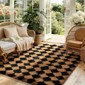 Ophanie Black & Beige Diamond Checkered Rugs by Ophanie