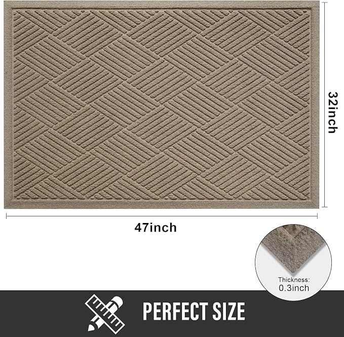 HIYARD Sturdy Front Door Mat, Absorbent Muddy Dirt Resist Welcome Door Mats - Image 2