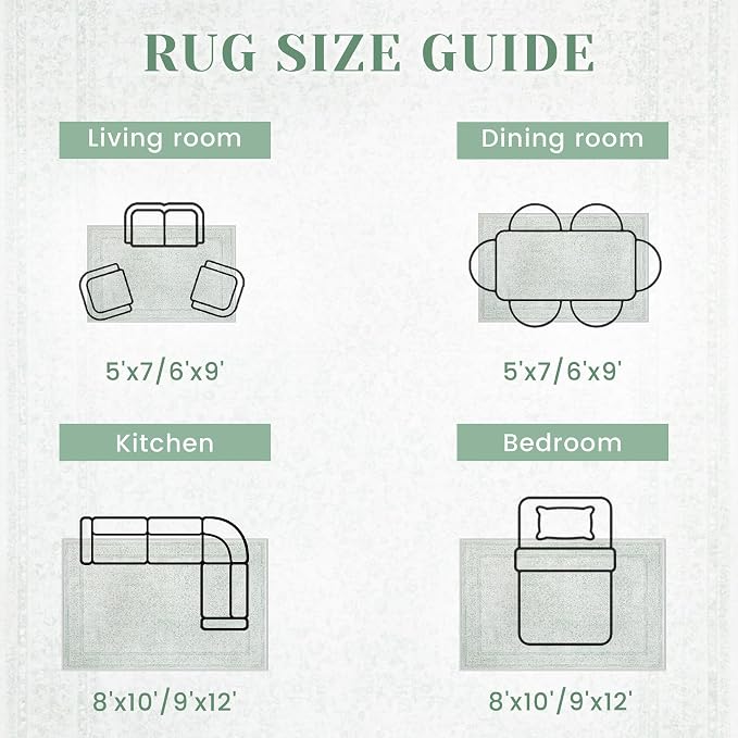 8x10 Area Rugs for Living Room: Washable Large Vintage Floral Rug Low Pile - Image 7