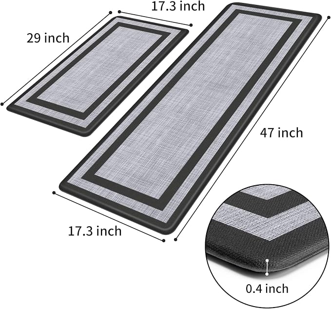 Mattitude Kitchen Mats Set of 2, Cushioned Anti-Fatigue Non-Skid Rug Sets - Image 2