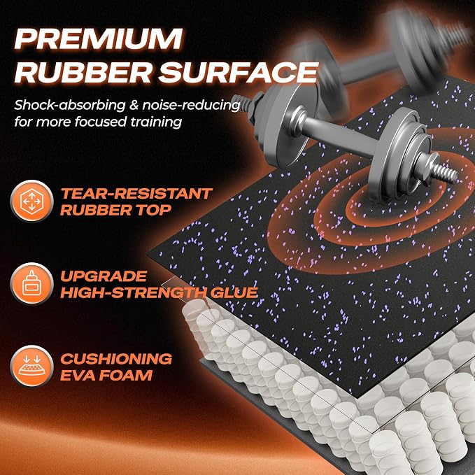 SUPERJARE 0.56'' Thick 6 Pcs 24 Sq Ft Rubber Top Exercise Equipment Mats - Image 5