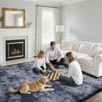 Fluffy Rug Shag Area Rug, Mottling Dark Grey 2x4 Area Rugs - Image 5