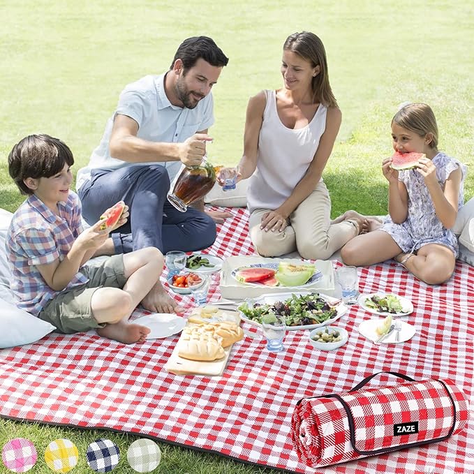 ZAZE Picnic Blanket Extra Large Waterproof, Camping on Grass Accessories Couple by ZAZEOfficial