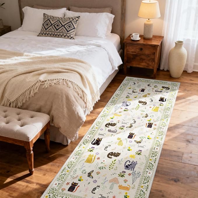 2x8 Washable Rug Runner, Non Slip Low Pile Hallway Cat Runner Rug, Stain - Image 6