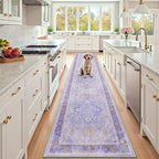 RELEANY Area Rugs Runner 2'x10' Washable Non-Slip, Floral Vintage Distress by RELEANY