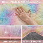 WISH TREE 8x10 Fluffy Rainbow Rug - Image 4