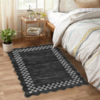 Small Area Rug 2x3 Modern Checkered Entry Rug Solid Color Scalloped Kitchen by GarveeHome