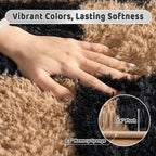 Shag Rugs for Bedroom, 4x6 Checkered Black Beige Soft Fuzzy Rugs for Living Room - Image 5