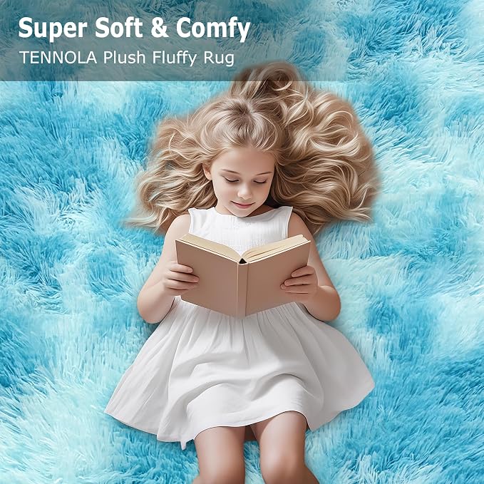 Light Blue Fluffy Rug for Bedroom Living Room, 3x10 ft Soft Sky Blue Bedroom - Image 8