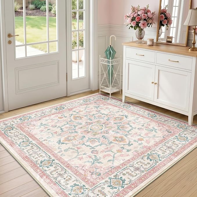 CAPALOCA Machine Washable Rugs Nursery Rug Sq4ft Cute Girl Non Slip Low Pile - Image 2