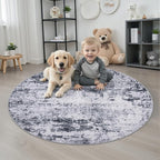 Round Area Rug for Living Room: 4 ft Washable Modern Abstract Soft Thin Rug - Image 2