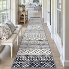 KUTA Moroccan Washable Runner Rug, 2x10 Non-Slip Vintage Black Navy Blue Boho - Image 3