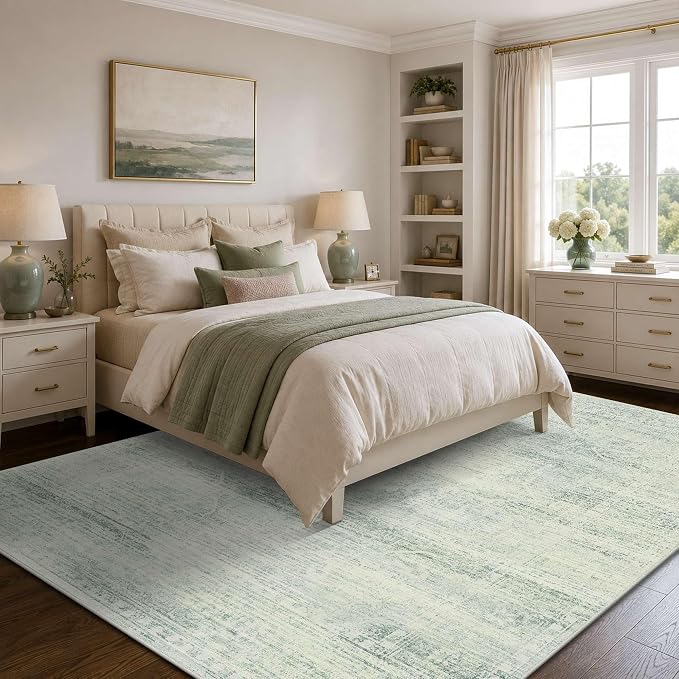 Latte&Fog 8x10 Area Rugs for Living Room Washeble Large Green Rugs Non Slip | - Image 3