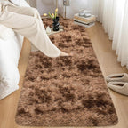 2x8 ft Plush Brown Tie Dye Rug Runner High Pile Fluffy Soft Bedside Rug Fuzzy - Image 2