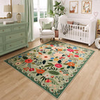 Rugcomf Bedroom Rug 3x5 Rug Washable Area Rug Non Slip Low Pile Boho Floral by Rugcomf